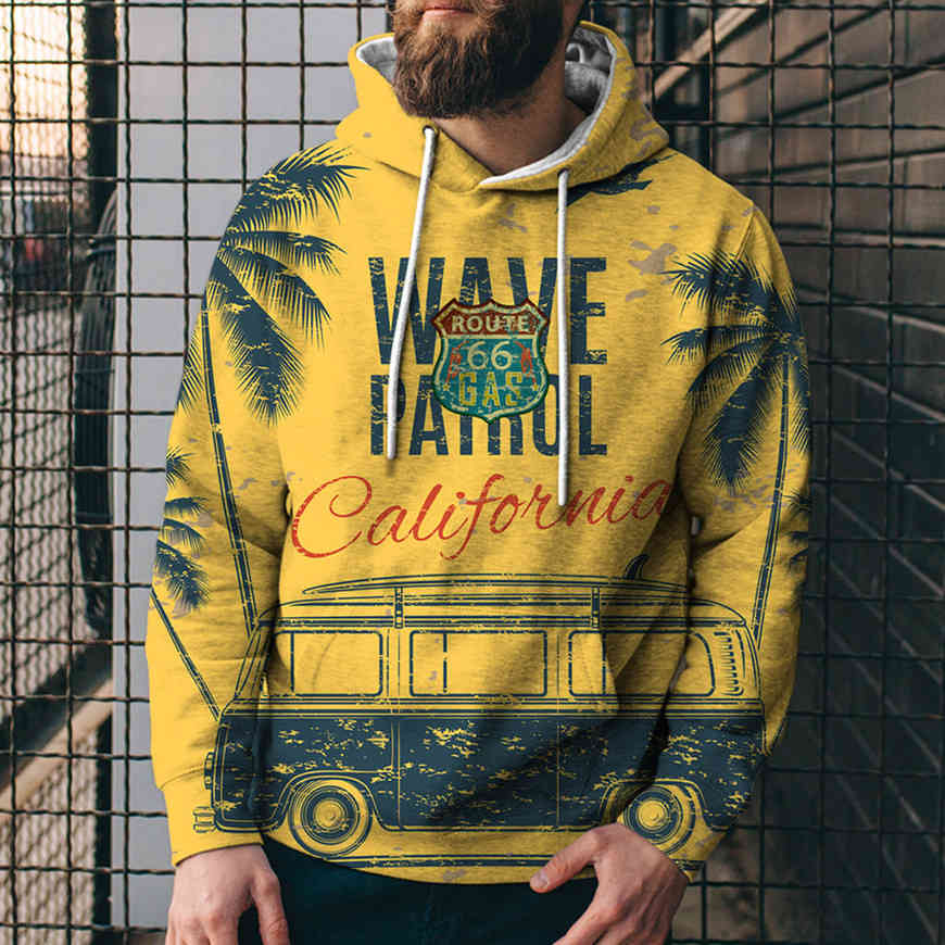 

men's loose hooded sweater 3d printed pattern hooded sweater 3d digital printed hooded sweater wyrn, Black