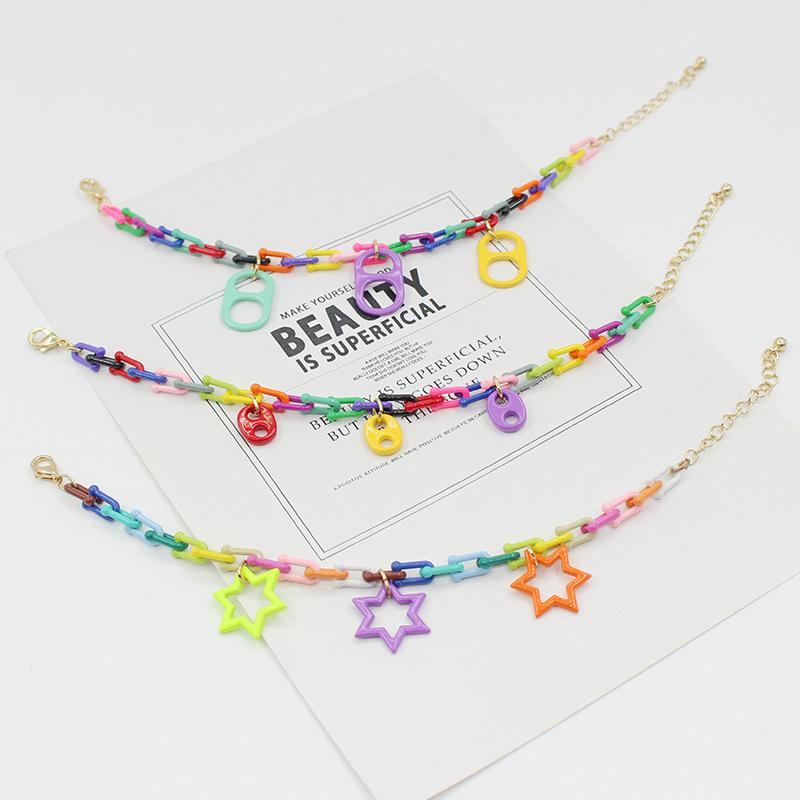 

Charm Bracelets Fashion Ins Ladies Exaggerated Colorful Candy Color Enamel Bracelet Brazil Chain DIY Custom Rainbow