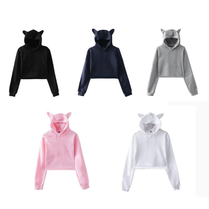 

Men's Hoodies & Sweatshirts The 2021 Cropped Women Long Sleeve Hooded Pullover Crop Tops Casual Streetwear Clothes, Black