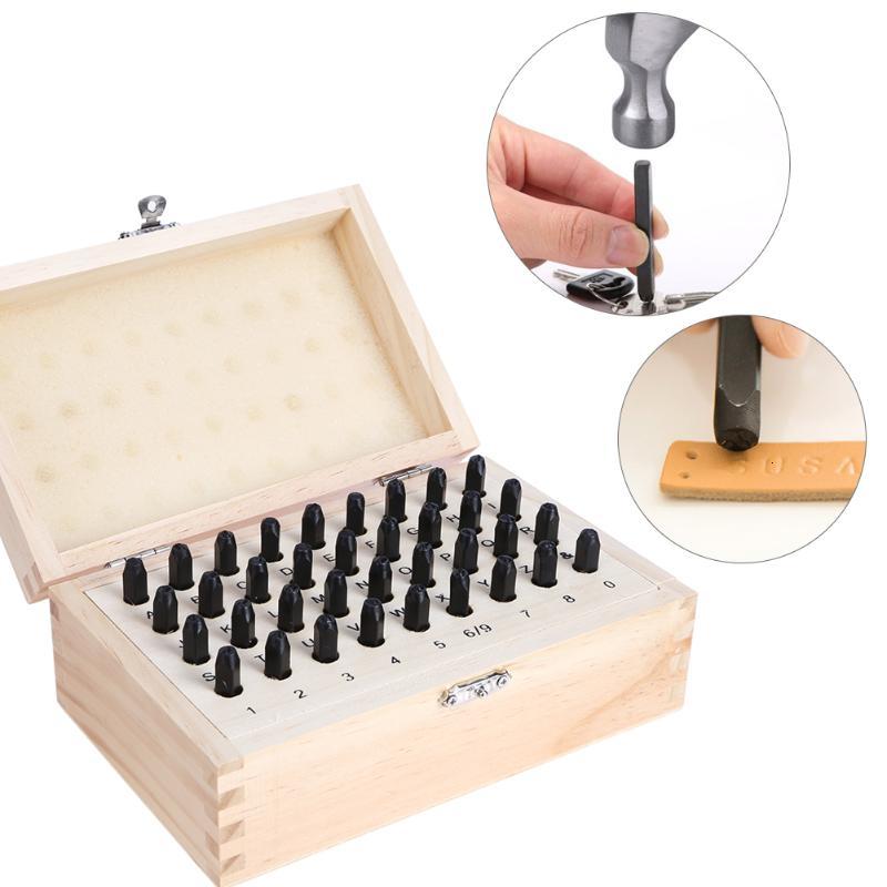 

36pcs 3mm 4mm Stainless Steel Letter Number Stamping Metal Punch Stamp Set Tool Kit For Leather Wood Craft with Wood Box, Black