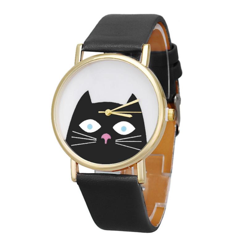 

Wristwatches Women Quartz Watch PU Leather Band Black Dial Analog Wrist Bracelet Watches Crystal Clock Gift Zegarek Damski #35