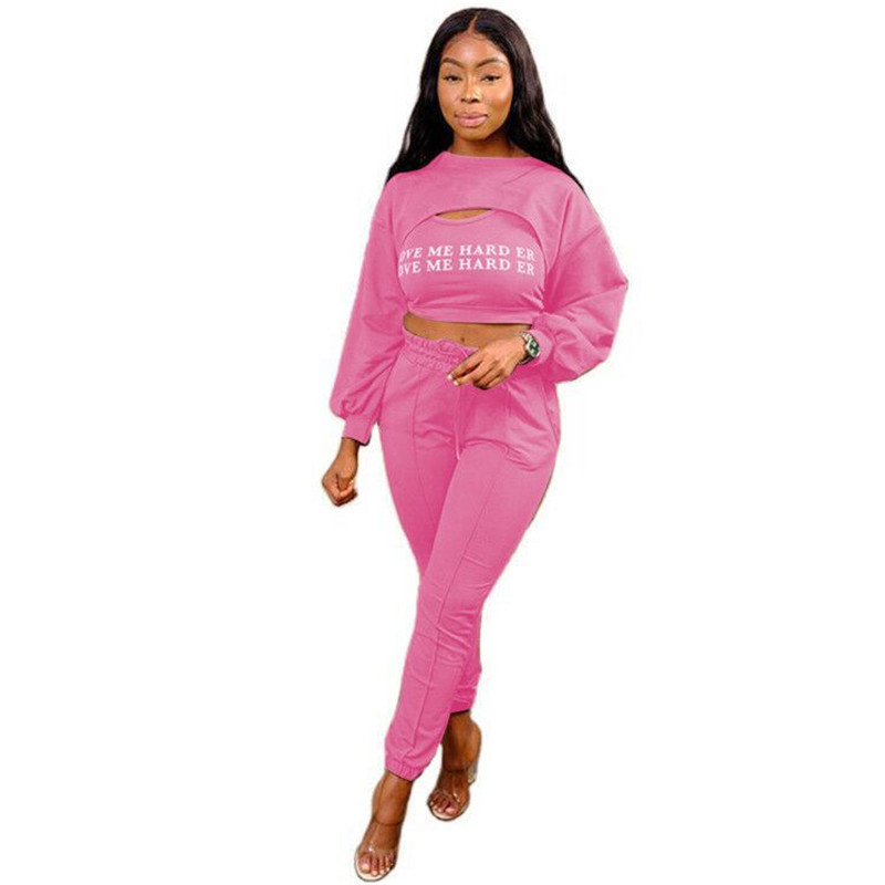 

Women Designer Letters Vest Top Cape Coat Tracksuits Casual 3 Pieces Trousers Sets Spring Autumn Three Pieces Outfit, White