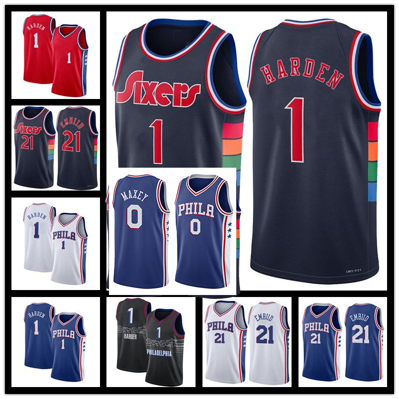 

Philadelphia''76ers''Basketball Jersey Joel 21 Embiid 1 James Harden Allen 3 Iverson 0 Tyrese Maxey Ben 10 Simmons Julius 6 Erving Navy 2021, Men jersey