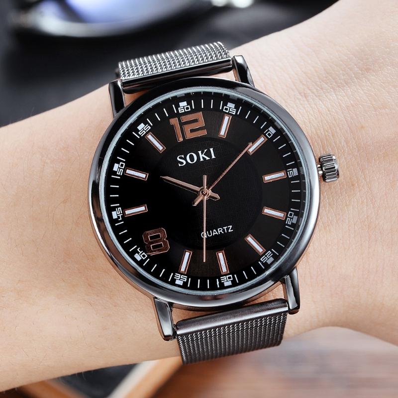 

Wristwatches Men's Wristwatch Business Casual High Quatily Stainless Steel Mesh Belt Watch Simple Top Dial Quartz