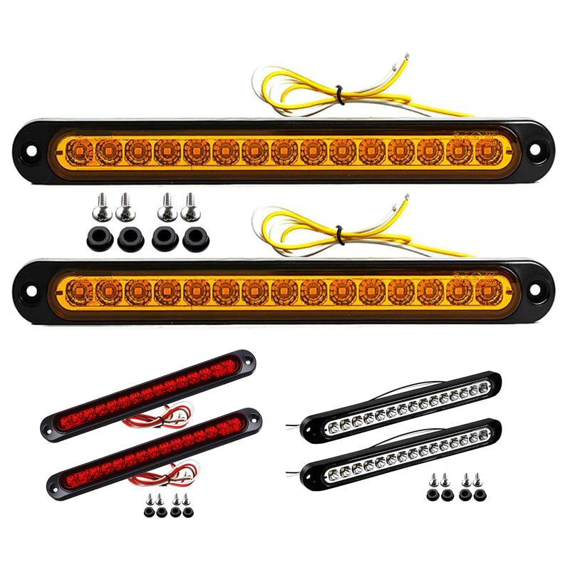 

Emergency Lights 2Pcs 10Inch 15 LED Trailer Light Stop Turn Tail Third Brake Bar Strip For Heavy Duty Boats Trucks