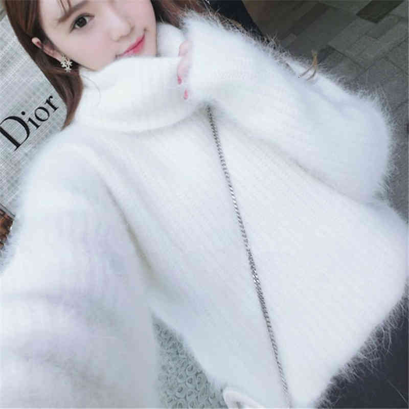 

women's sweaters thickening turtleneck loose oversized sweater women winter soft warm hairy cashmere and pullovers pull femme hiver cil, White;black