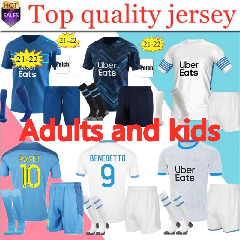 

21 22 Marseille soccer jersey Olympique De OM maillot foot THAUVIN BENEDETTO KAMARA PAYET football shirts