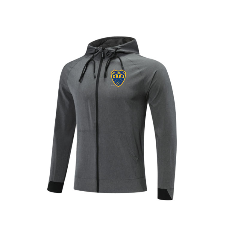 

2021 Boca Juniors Stylish Running Sports Men's Jackets Spring Autumn Winter Zipped Hooded Fleece Jacket Men With Pocket, No 3