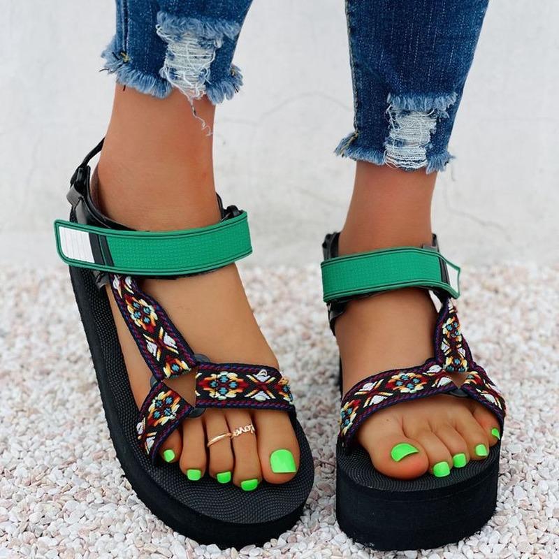 

Sandals Thick-soled Comfortable Women2021Summer Fashion All-match Beach Women Simple Casual Women's, Green