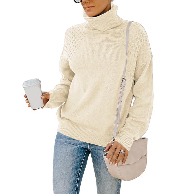 

Women's Sweaters Thick Roll Neck Slim Fit Women Solid Jumper Winter Autumn Warm Ladies Long Sleeve Baggy Casual Tops Sweater, White;black
