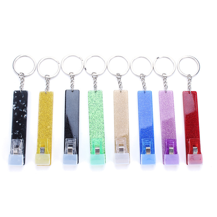 

Luxury Credit Card Puller Pompom keychains Acrylic Debit Bank C ard Grabber for Long Nail ATM Keychain Cards Clip Nails Key Rings