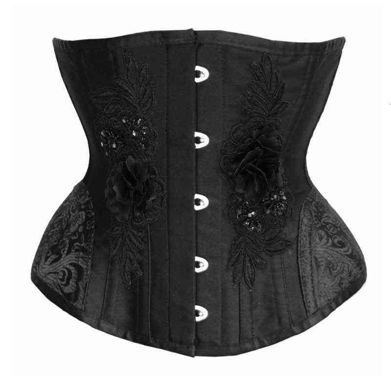 Luxury Women's Shapers 5-button Three-dimensional Flower Thick Steel Bone Waist Sealing Three-layer Thickened Hourglass Pure Cotton Body Sha-image-737407815