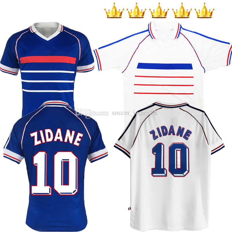 

ZIDANE Retro version soccer jersey 1998 1999 98 99 HENRY DJORKAEFF VIEIRA MAILLOT DE FOOT Home blue away white Trezeguet football shirt kits, Black;yellow