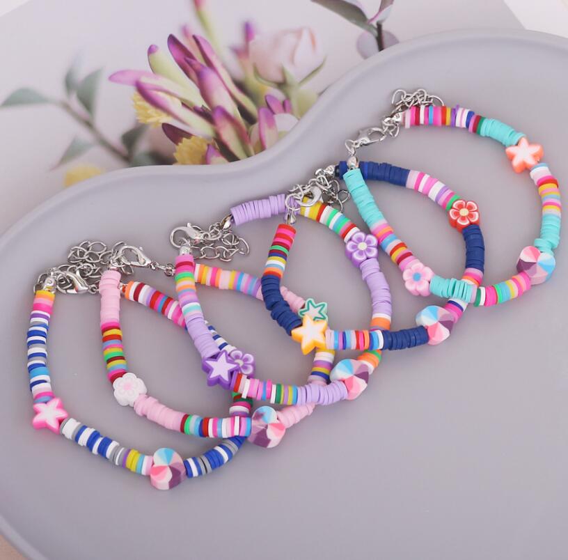 

Fashion Bohemian Colored Soft pottery Star Love Bracelets For Women Retro Flower Girl Gift Bracelet Jewelry Wholesale