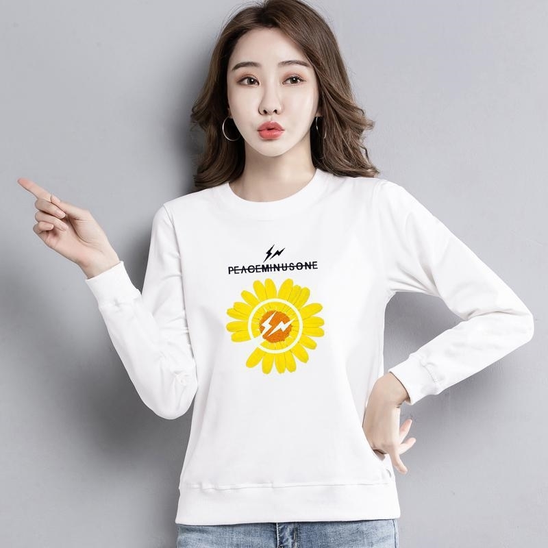 

High quality Daisy sweater women' 2021 new Korean long sleeve versatile round neck top cartoon Plush coat, White