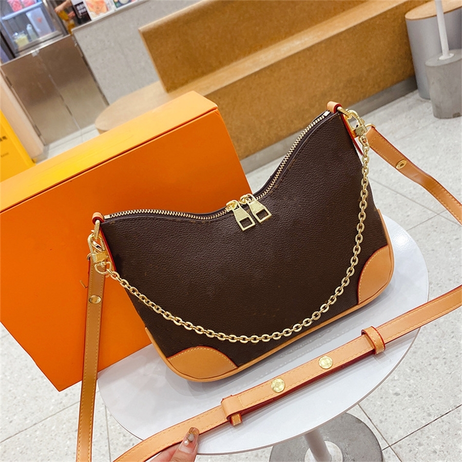 

Bag female winter new fashion chain one shoulder armpit bag simple texture messenger bag, Khaki with coffee