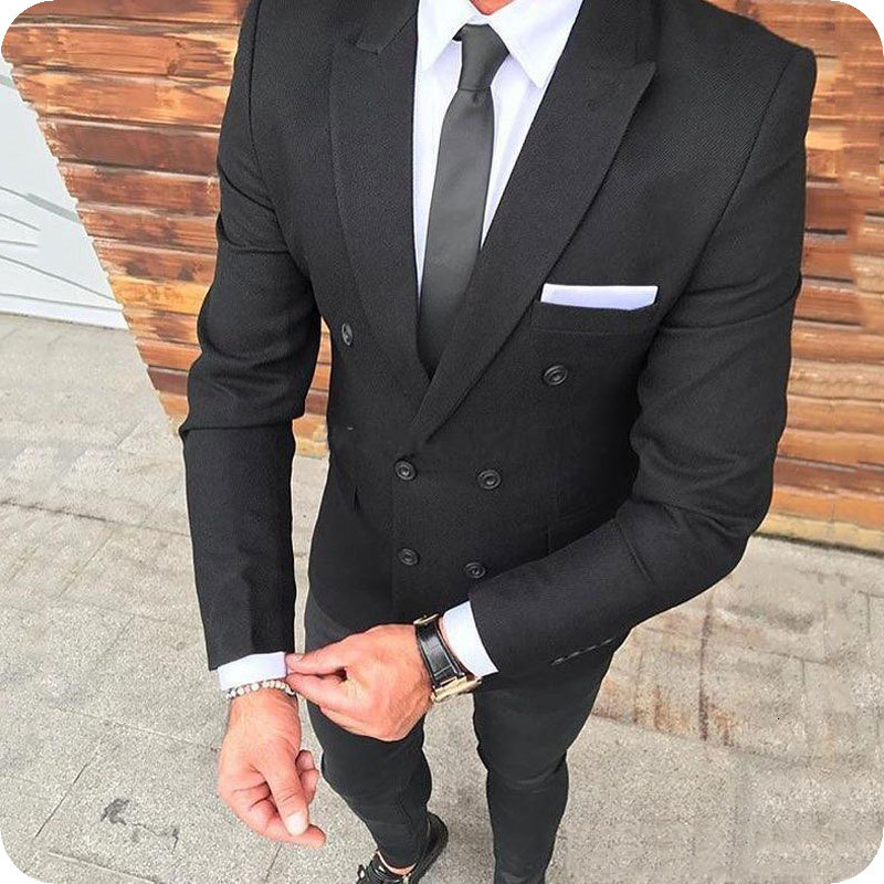 

Men's Suits & Blazers Latest Coat Pant Designs Grey Classic Man Jacket Casual Business Tuxedo Double Breasted Custume Homme 2Piece, As the image