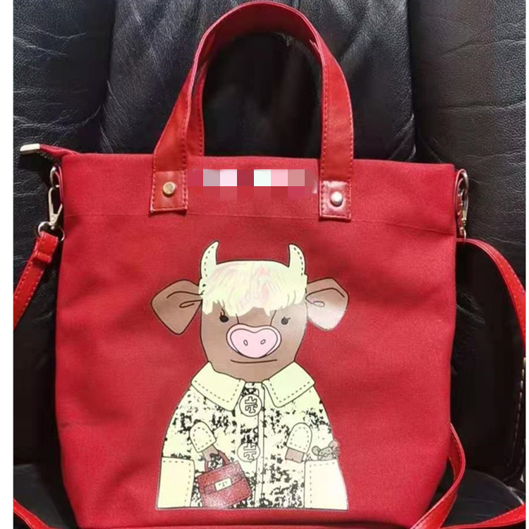 

Luxury design handbag 2021 new year of the red canvas bag