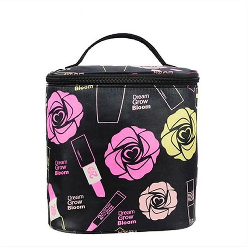 

barrel shaped zipper travel cosmetic bags fashion women make up makeup case necessaries organizer storage pouch toiletry
