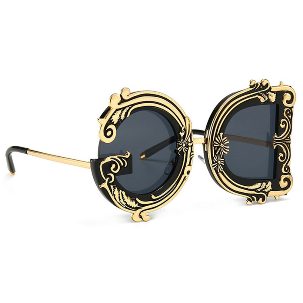

TTLIFE 2021 Irregular Geometric Vintage Baroque Sunglasses Women Flower Pattern Oversized Frame Gradient UV400 Party Eyeglass