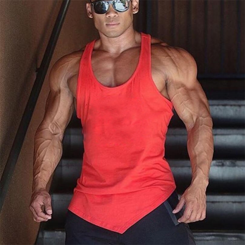 

Brand Solid Color Clothing Gym tank top men Fitness Sleeveless Shirt Cotton blank Muscle vest Bodybuilding Stringer Tanktop 210421, Dark grey
