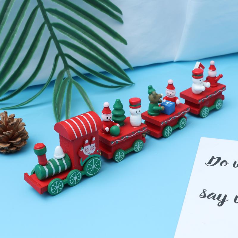 

Christmas Decorations Decor Wooden Mini Train Decoration Ornaments Kids Gift Home Party Kindergarten (Red, Random Accessory Type)