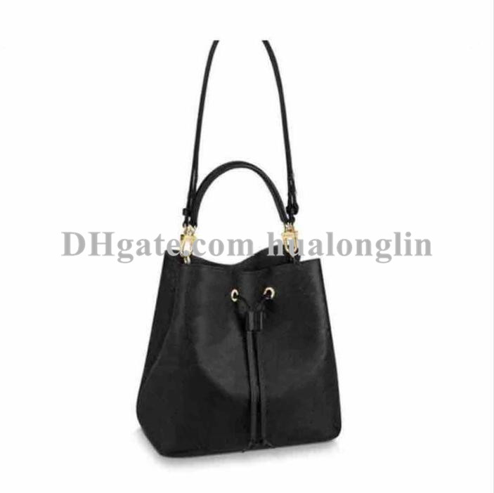 

Woman Handbag women Shoulder Bag Purse high quality flower date code serial number cross body bucket tote embossed patterns, Black