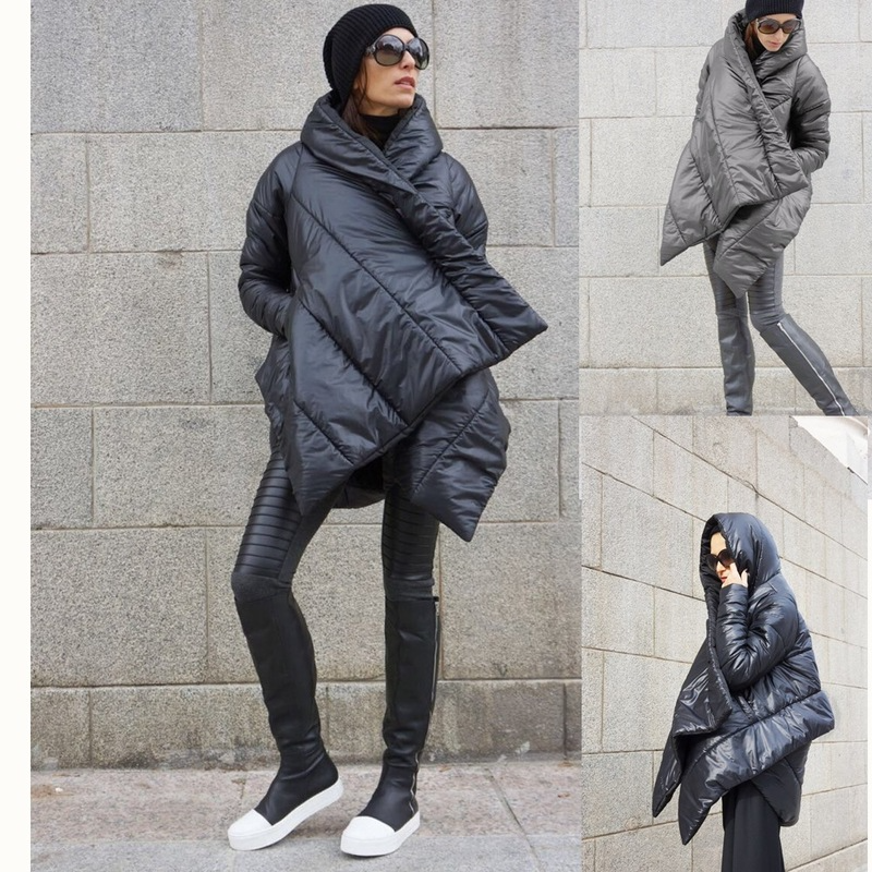 

Women's Down Casual Daily Wear Winter Regular Coat Buttoned Front Turtleneck Oversized Warm Casual Streetwear Jacket Long Sleeve Solid, Black