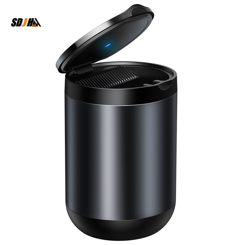 

Multifunction LED Light Aluminum alloy Car with cover Flame Retardant Portable Smokeless Auto Ashtray