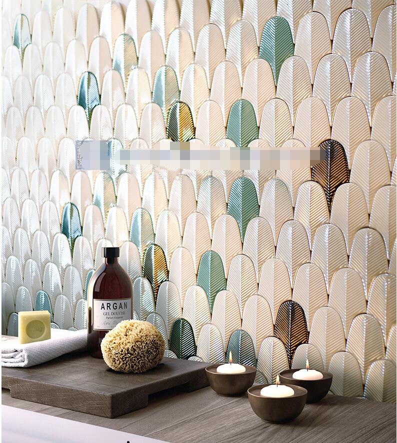 Feather Tea tile restaurant bar counter background interior wall tiles balcony bathroom corridor-image-697940394
