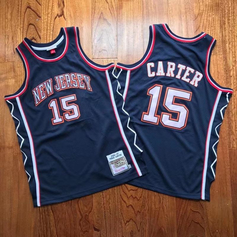 

Vince Carter Mitchell & Ness Men Hardwood Classics Navy Basketball Jersey #15 Authentic, Black;red
