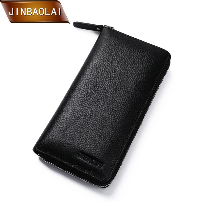 

Wallets JINBAOLAI Men Genuine Leather Long Purse Brand Design High Quality 2021 Cell Phone Card Holder Lady Wallet Clutch, Red;black