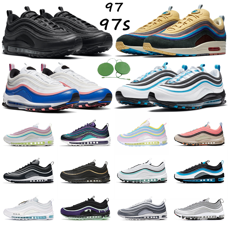 

Newest Men Running Shoes Sean Wotherspoon Triple White Black Gold Halloween Aurora Green Silver bullet Mens Women Trainers Outdoor Sports Sneakers, 36-45 triple white