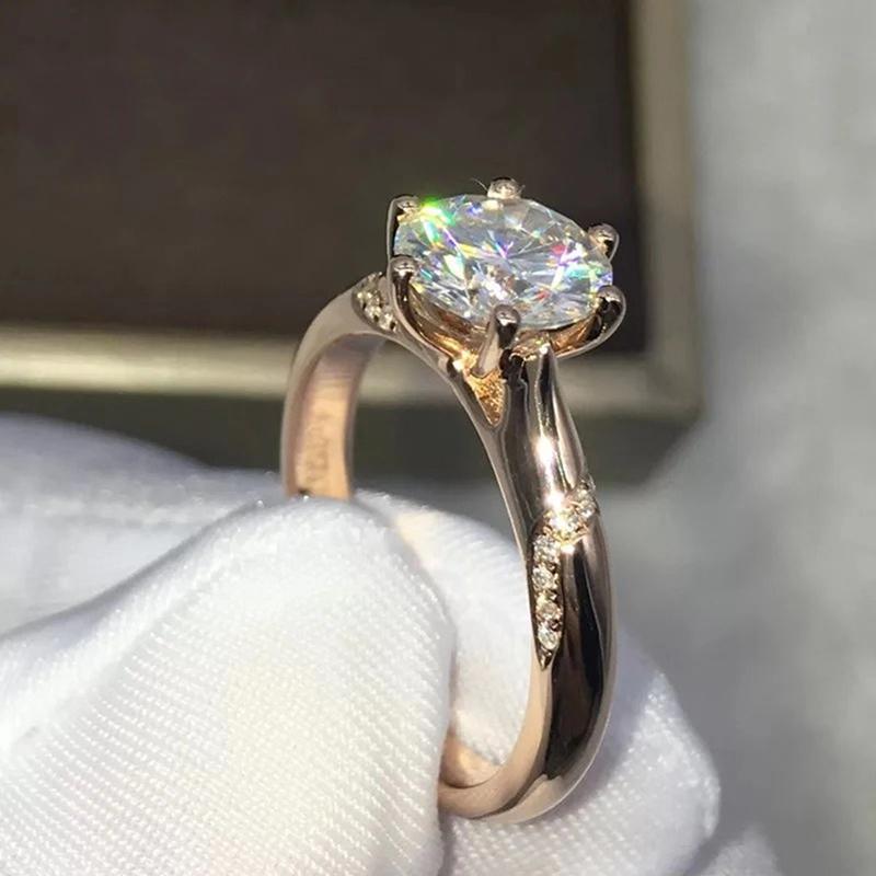 

Cluster Rings Pure 18k Rose Gold Ring 6 1ct 2ct 3ct Anniversary For Women Custome Made High Qality AU750 Moissanite, Golden;silver