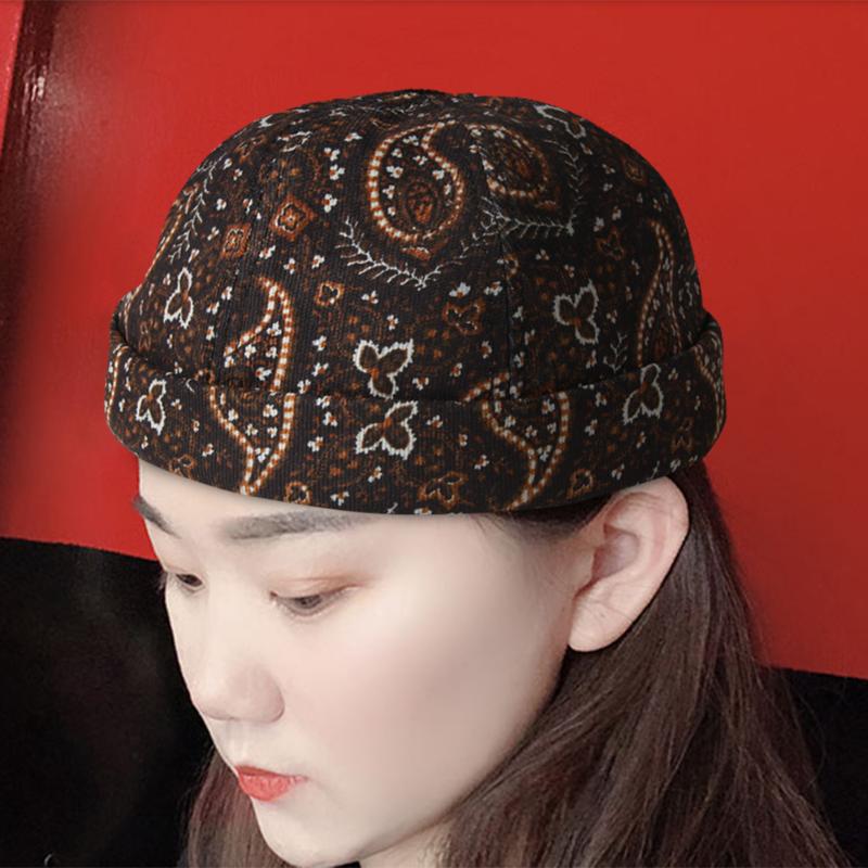 

Berets Ethnic Style Brimless Beanies Cap Unisex Hip Hop Knitted Hat Portable Melon Beret British Retro Pumpkin, Green