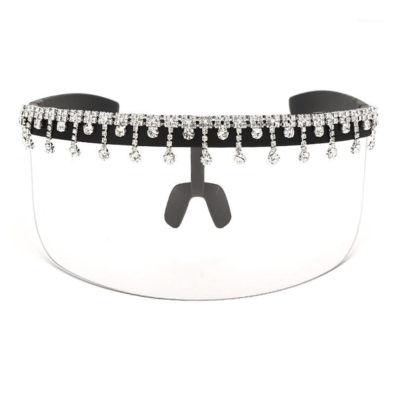 

Sunglasses Flat Top Oversized Women Men Crystal Diamond Sun Glasses Big Mask Sandproof Shades Sunglass Goggle FML