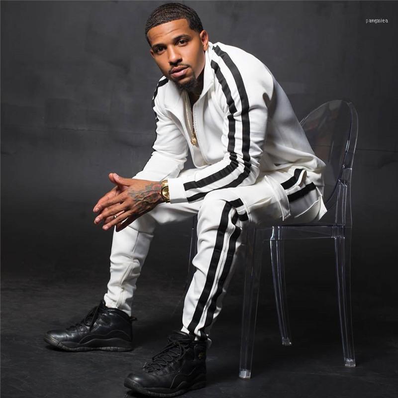 

Men's Tracksuits 2021 Autumn Stripe Men Tracksuit Casual Set Track Suit Male Sweatshirt Pocket Fashion Jackets Sets EUR1, Gray