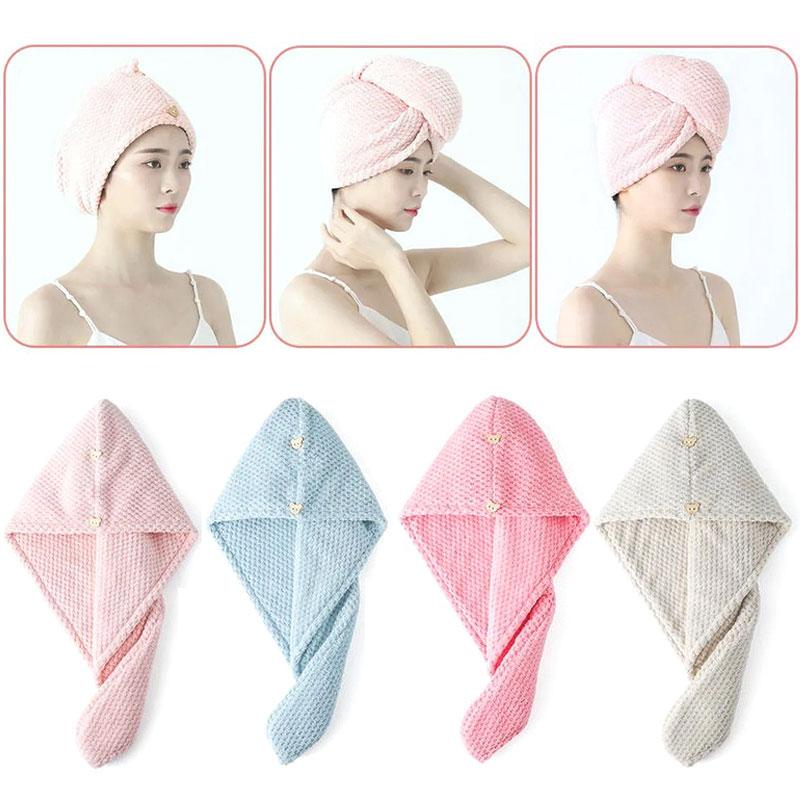 

Shower Caps Bathroom Supplies Absorbent Pineapple Grid Coral Fleece Hair Dryer Cap Dry Head Scarf Thick