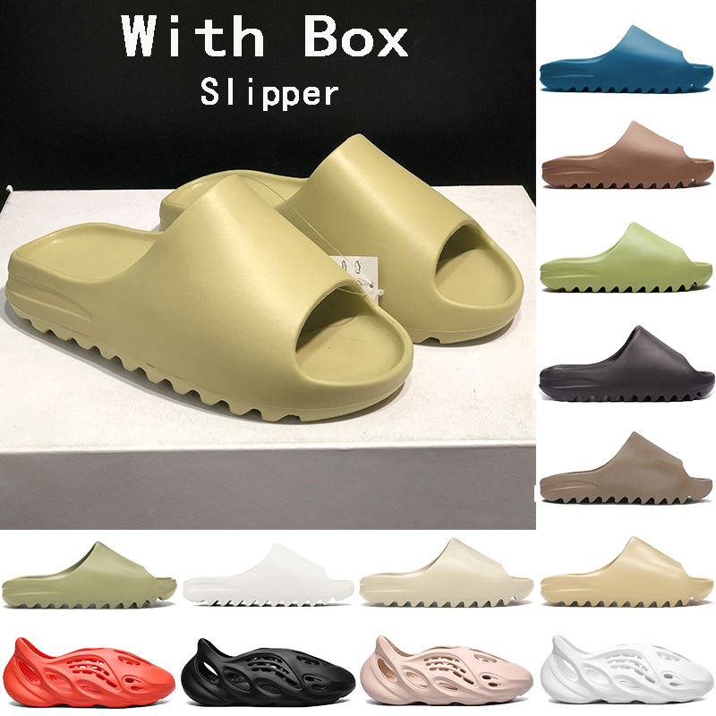 

2021 Top runner Slipper slide sandals shoes mens Enflame Orange triple black white bone resin earth brown green mens women sandal