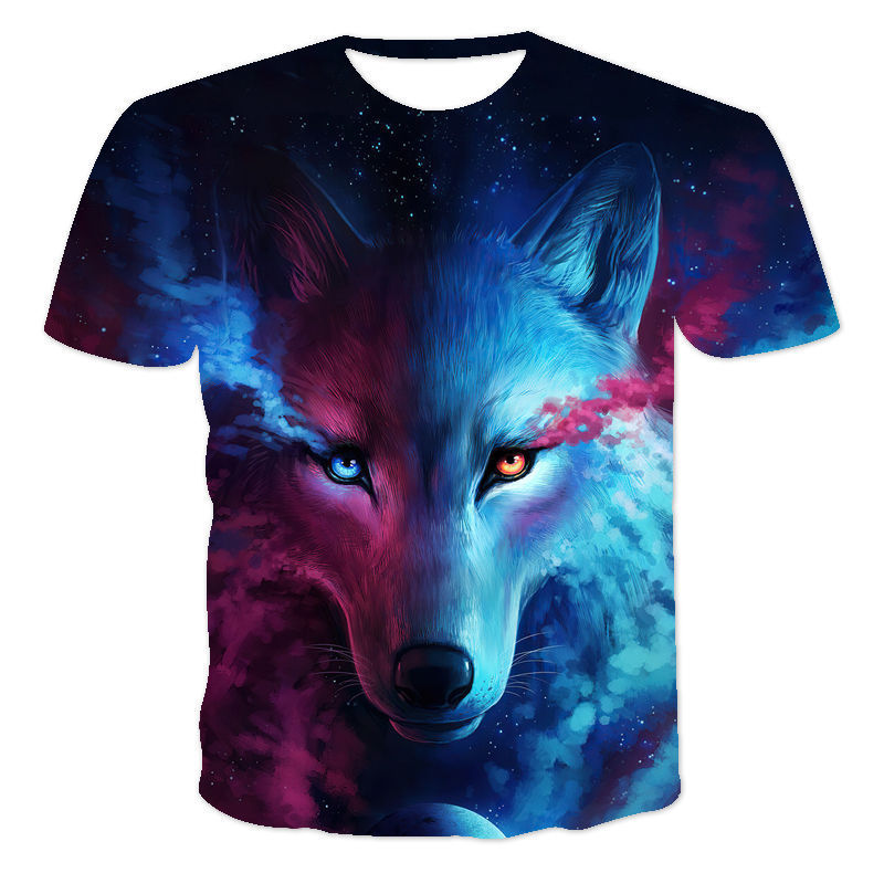 

2021 oumi t-shirt fashion cool animal wolf 3d printing boys and girls casual short sve sports 3d t-shirtiztk, White;black