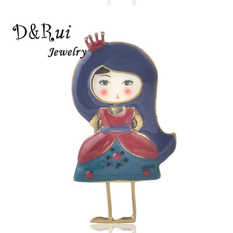 

Pins, Brooches Princess Style Girl Brooch Pins Zinc Alloy Enamel Chic Charming Cute Doll Accessories 2022 Design Jewelry For Girls