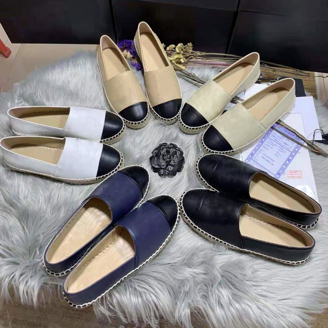 

021 designer women's casual shoes fashion leather girl flat bottom Street fisherman summer Necklace size Eurowith box, Black