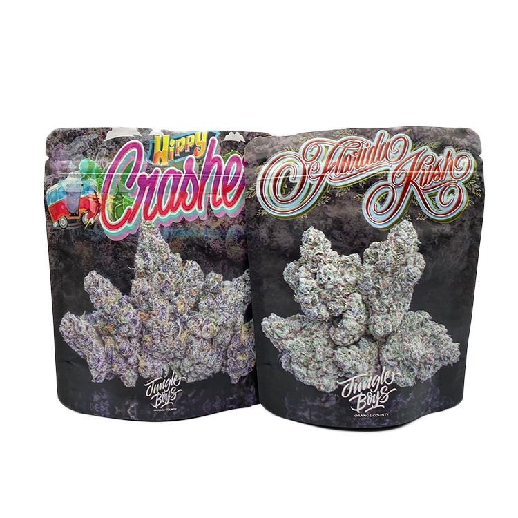 

Jungle boys 3.5g flower mylar bags Hippy Cnasher Florida stand up pouch 4*5 inch resealable zipper packaging bag
