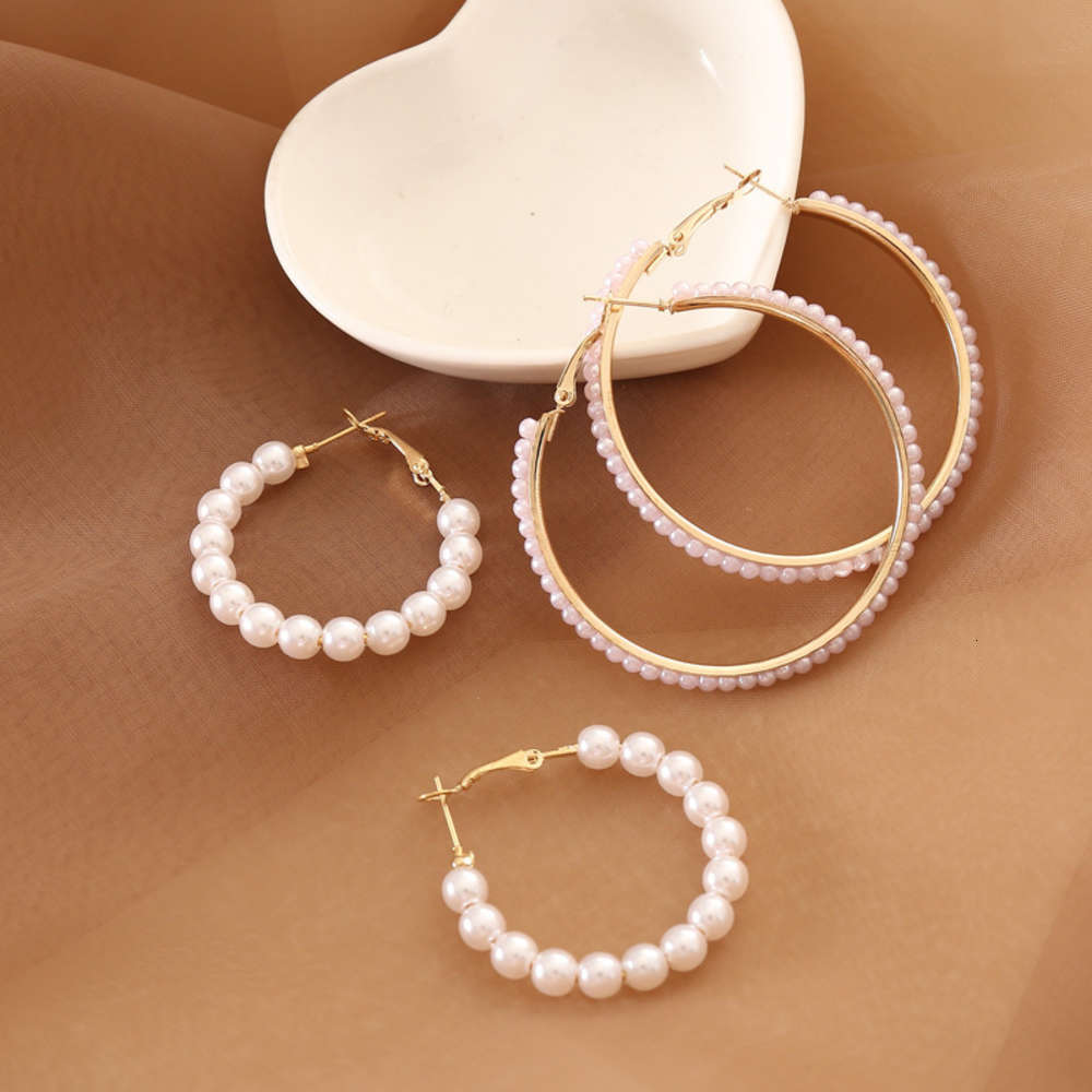 

earrings Jewelry personality pearl exaggerated women's fashion versatile Earrings E286, Golden