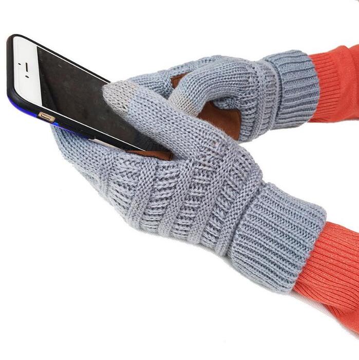 

Christmas Gifts CC Knitting Touch Screen Glove Capacitive Women Winter Warm Wool Gloves Antiskid Knitted Telefingers Outdoor comfortable 2021