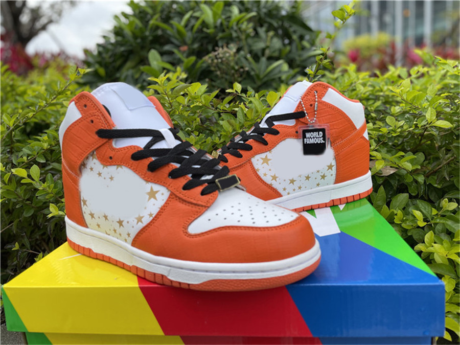 

2021 Dunk High Pro S B Stars Outdoor Shoes Men Women White College Orange University Blue Zapatos Sports With Original Box US5-13