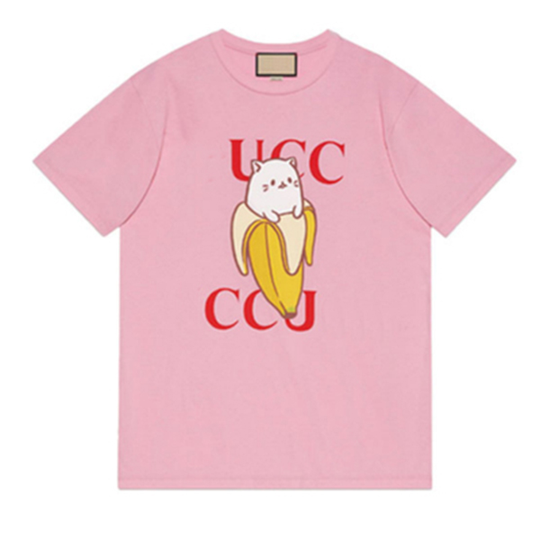 

2021 T-shirt Women Short-sleeved Tee Top Trendy Summer Clothes Men Bananya Pink Shirt, White
