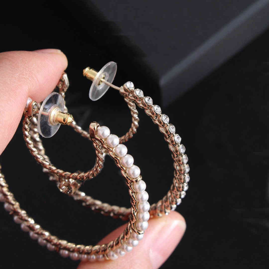 Fashion brand Have stamps moon pearl hoop earrings aretes for lady women party wedding marry jewelry engagement lovers gift with box 0317-image-685074840