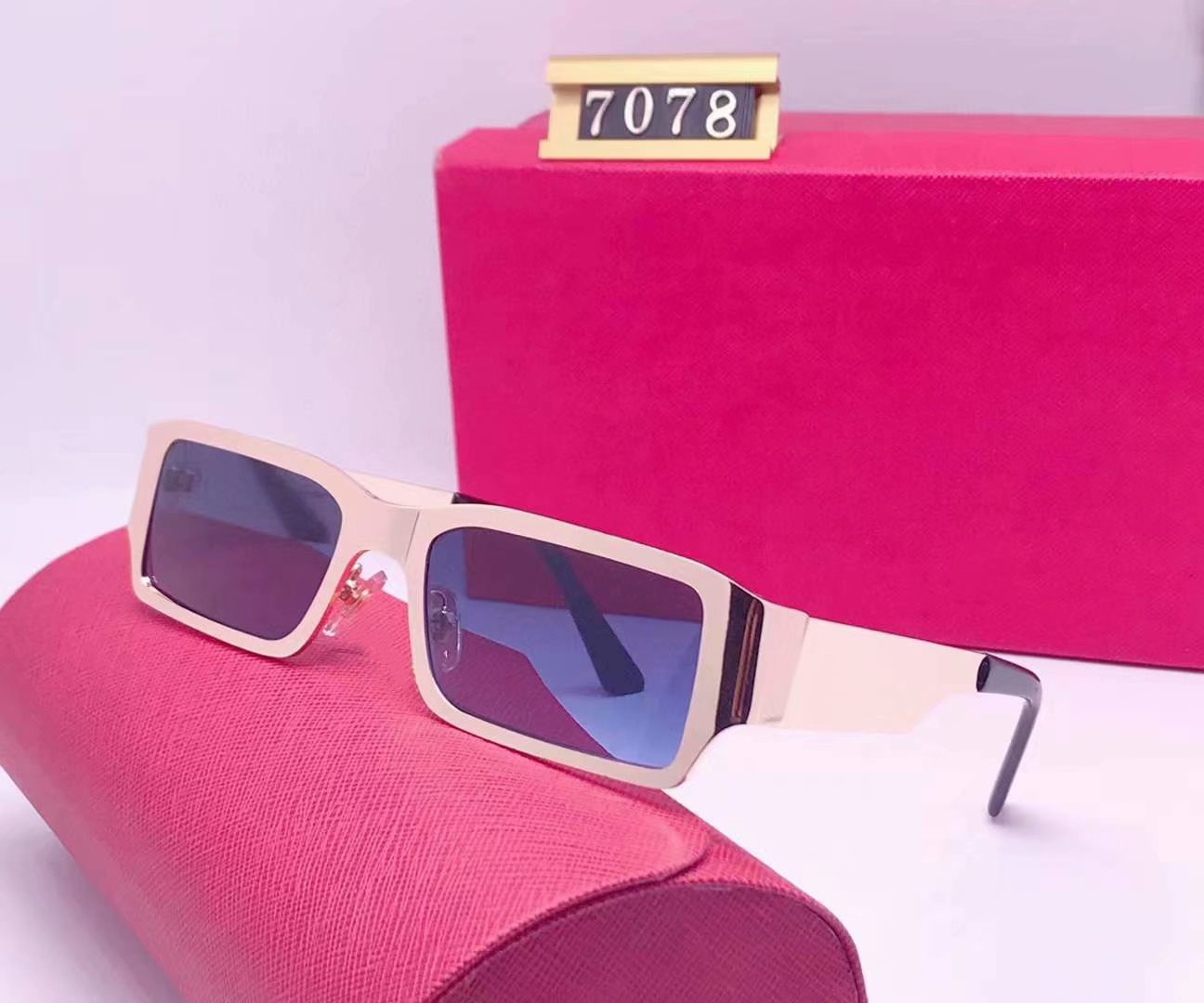 

2021 Newest Frameless Design Polarized Luxury Sunglasses Brand Men Women Pilot Sun UV400 Eyewear Glasses Metal Frame 7078 Polaroid Lens with Box, White;black