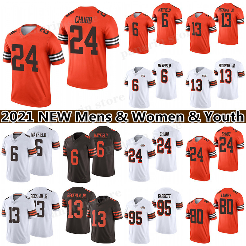 

24 Nick Chubb Baker Mayfield Football Jersey Odell Beckham Jr. Clevelands Kosar Jarvis Landry Brown Myles Garrett Jeremiah Owusu-Koramoah Newsome II Kareem Hunt Ward, Brown youth(kids)